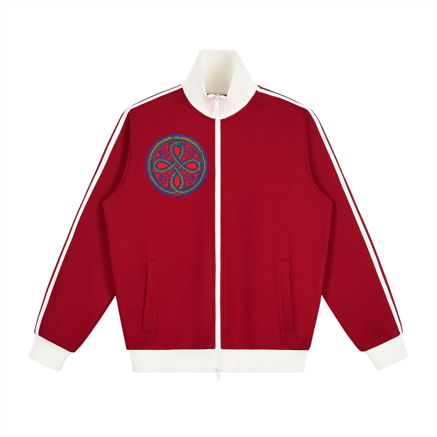 Ouroboros Red Contrast Side Stripe Fleece Track Jacket