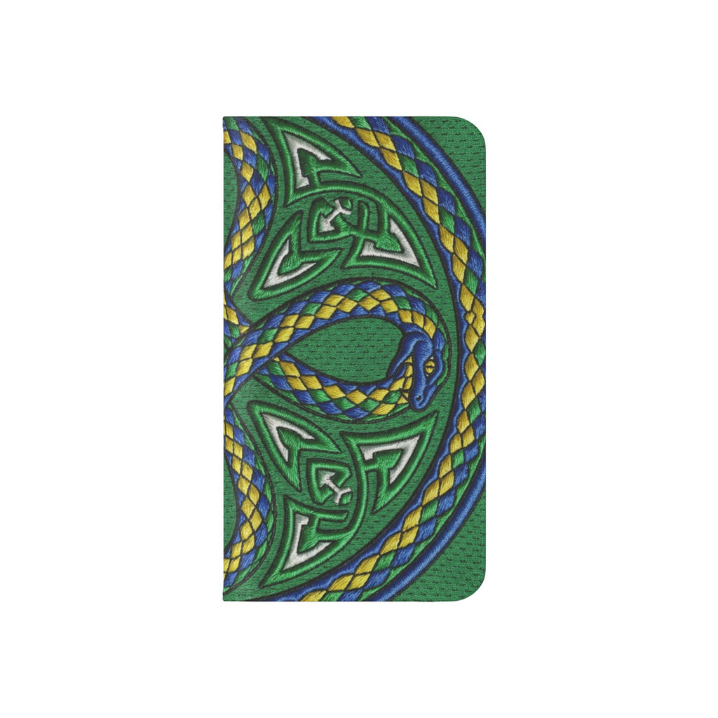 Ouroboros Green Flip Phone Case - Green & Gold Celtic Wallet Cover