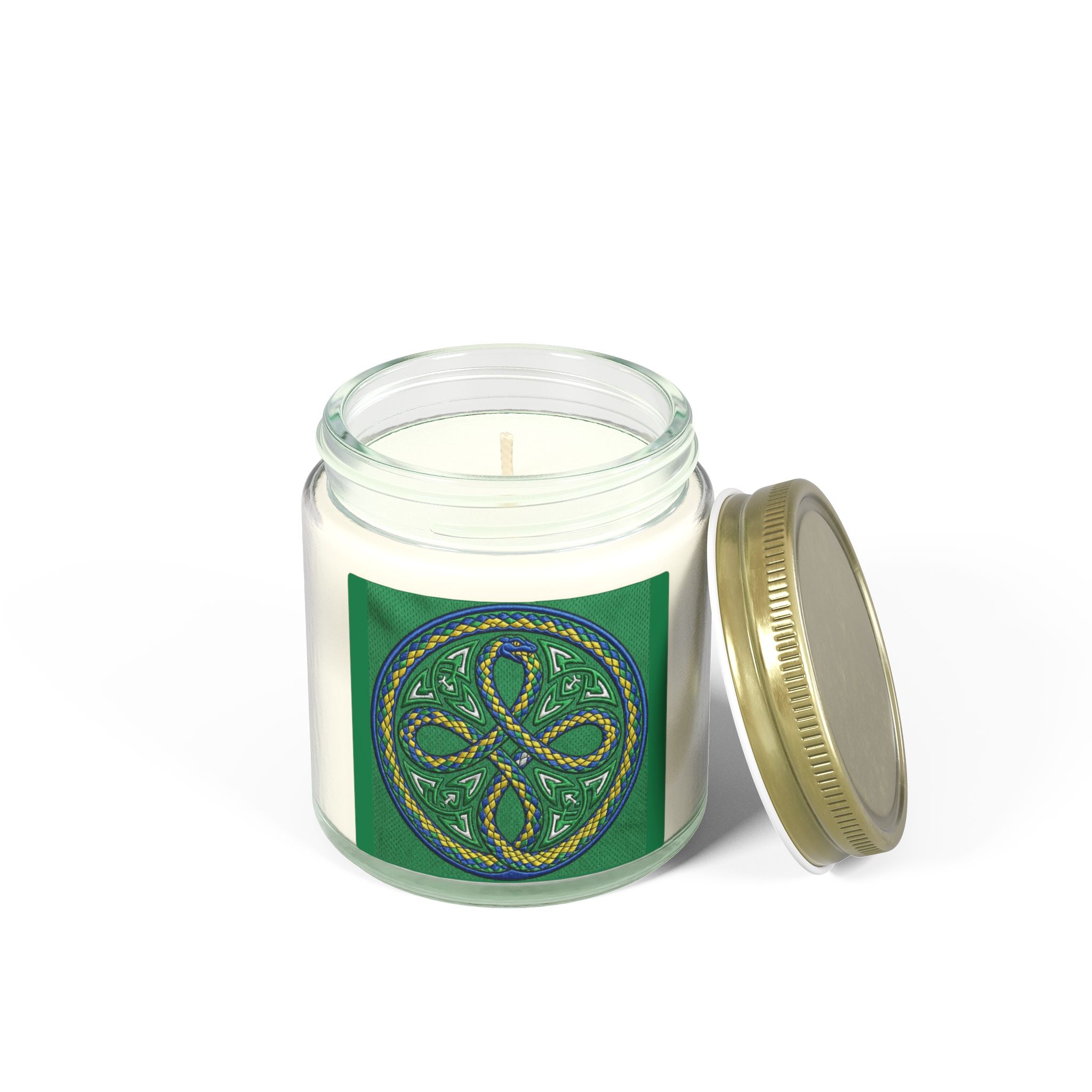 Candela Profumata al Cocco e Albicocca — Nodo Celtico Verde 4oz/9oz