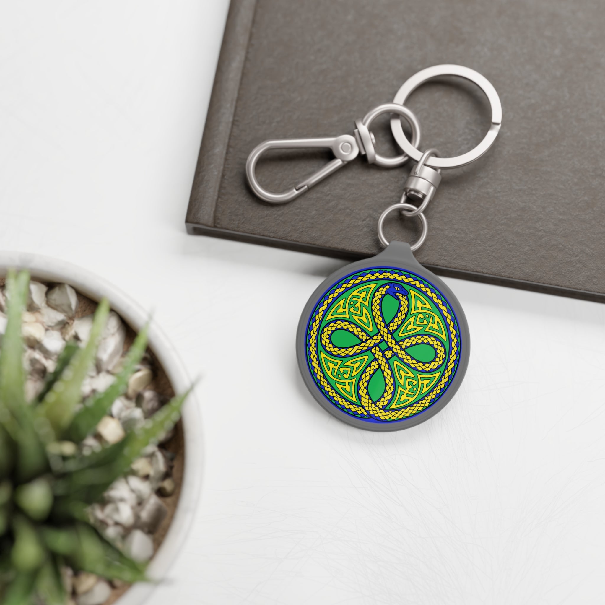 VoK Oroboros Keyring Tag — Green & Gold Infinity Design