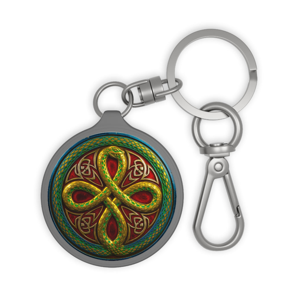 VoK Ouroboros Pathos Keyring Tag — Green & Red Triskelion Keychain