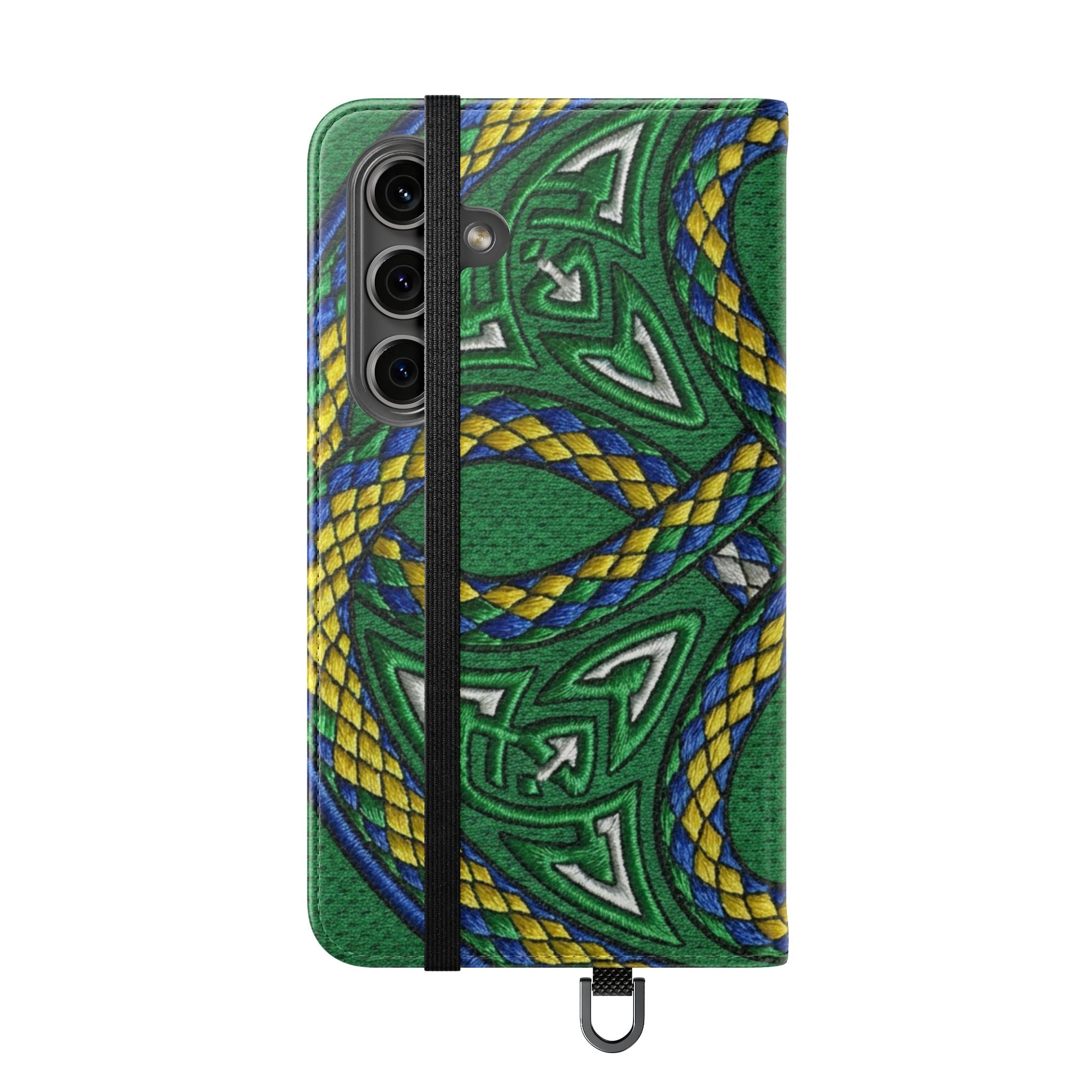 Ouroboros Green Flip Phone Case - Green & Gold Celtic Wallet Cover