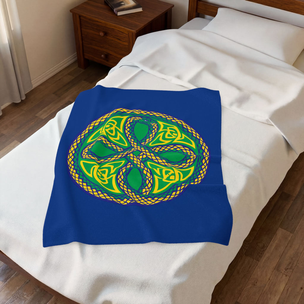 Ouroboros Green/Blue Mandala Velveteen Blanket