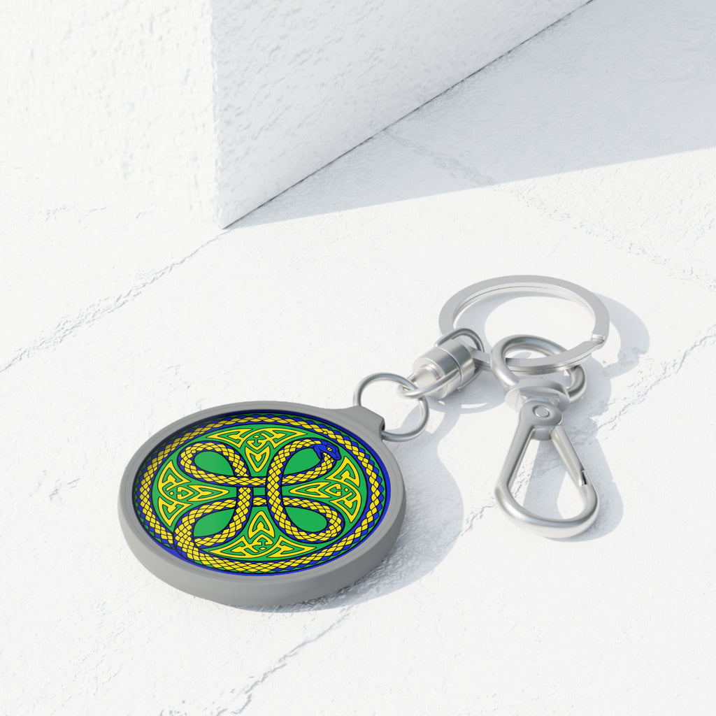 VoK Oroboros Keyring Tag — Green & Gold Infinity Design