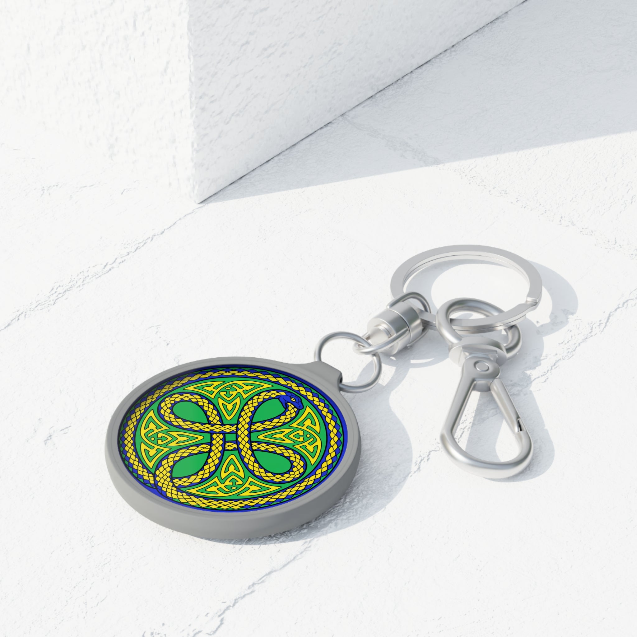 VoK Oroboros Keyring Tag — Green & Gold Infinity Design