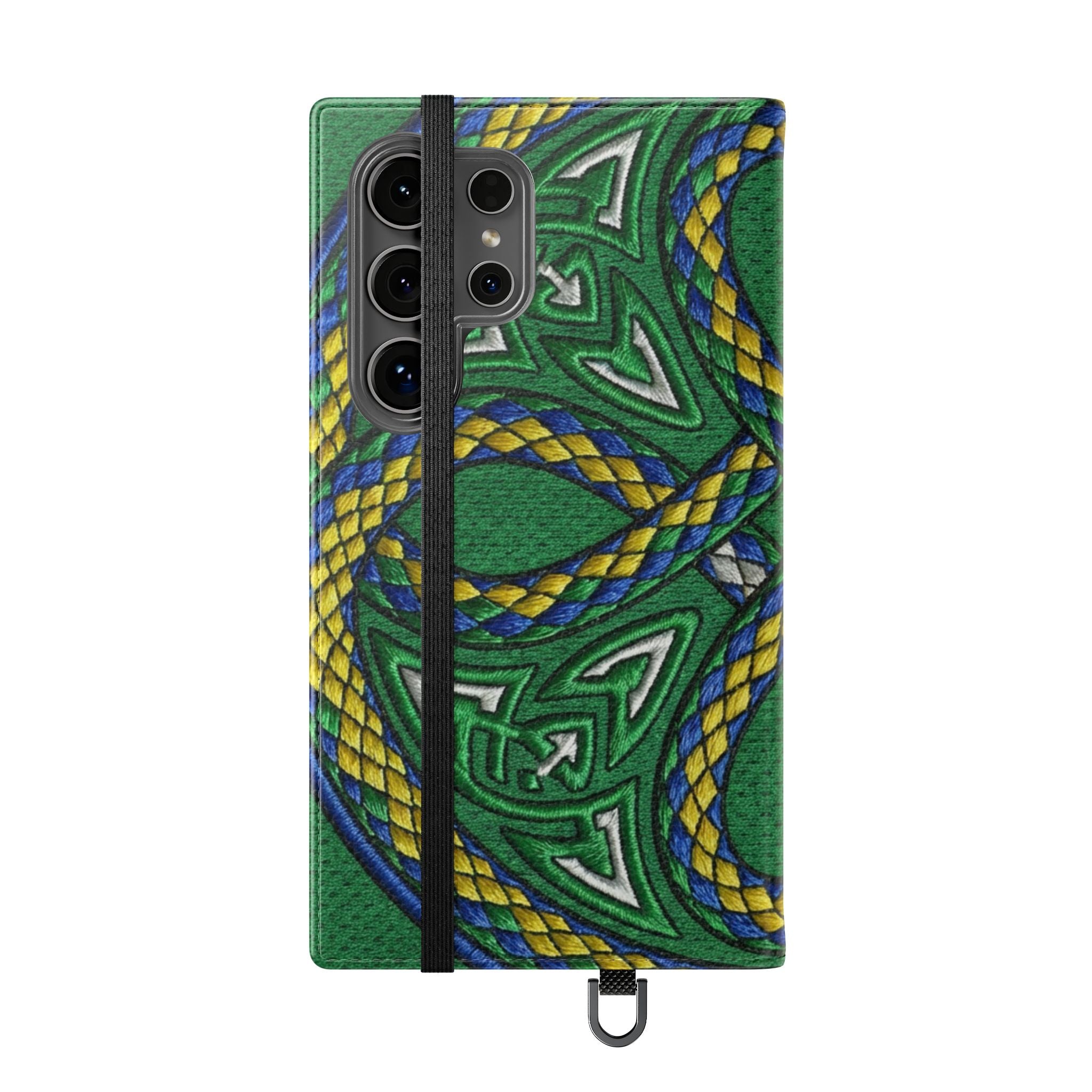 Ouroboros Green Flip Phone Case - Green & Gold Celtic Wallet Cover