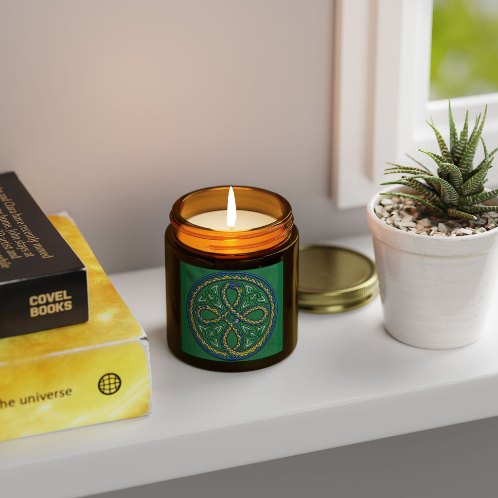 Candela Profumata al Cocco e Albicocca — Nodo Celtico Verde 4oz/9oz