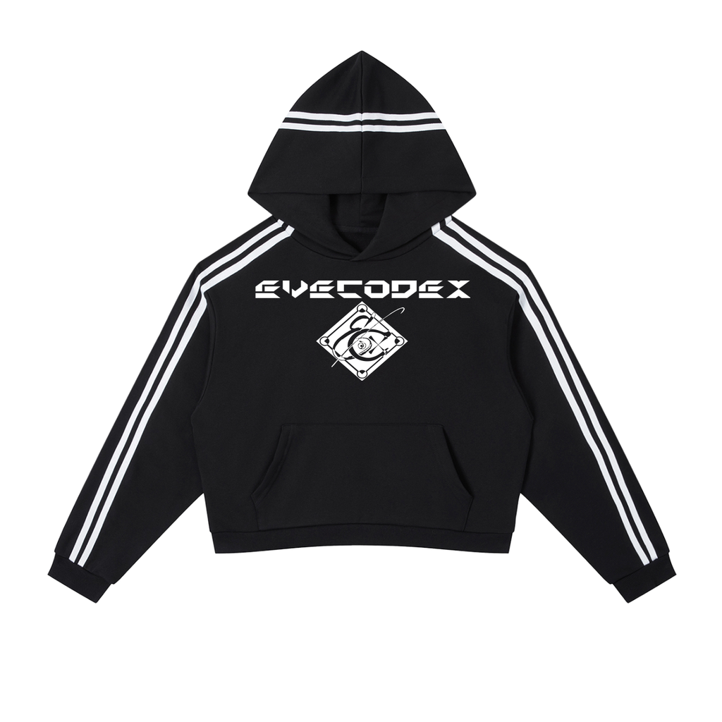 EveCodex Logos Contrast Side Stripe Cropped Hoodie