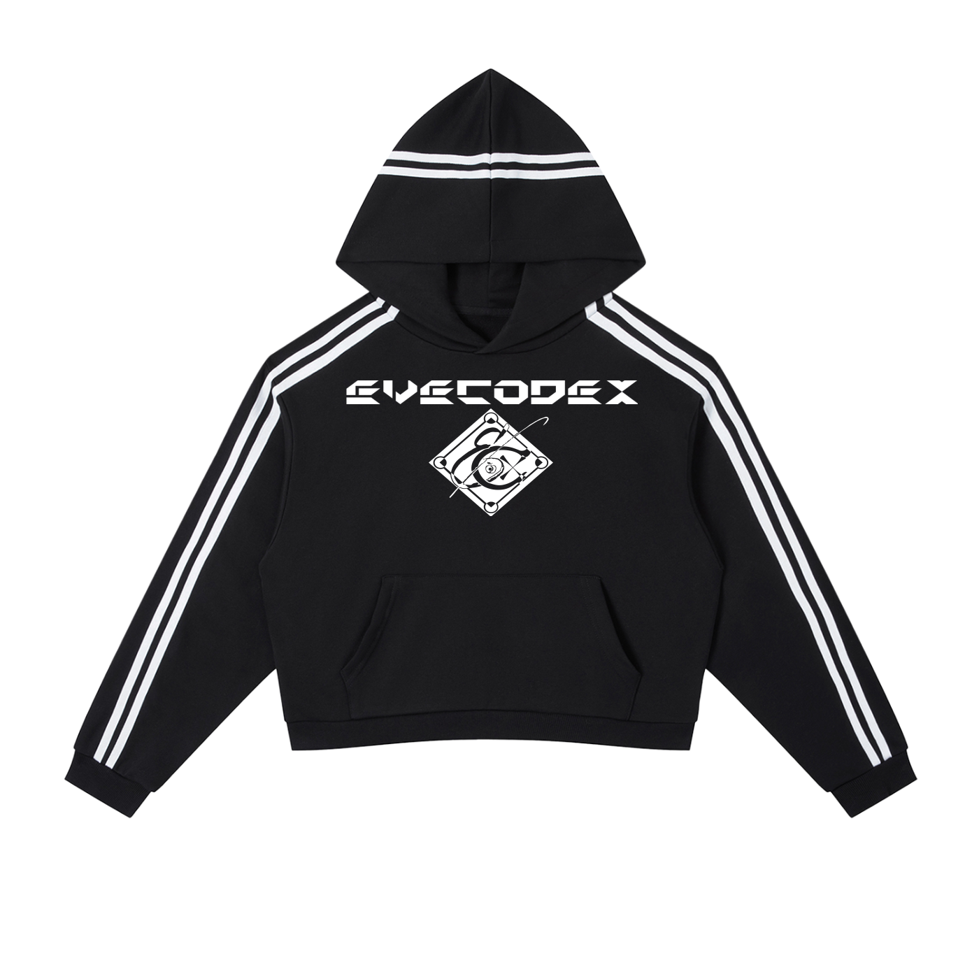 EveCodex Logos Contrast Side Stripe Cropped Hoodie