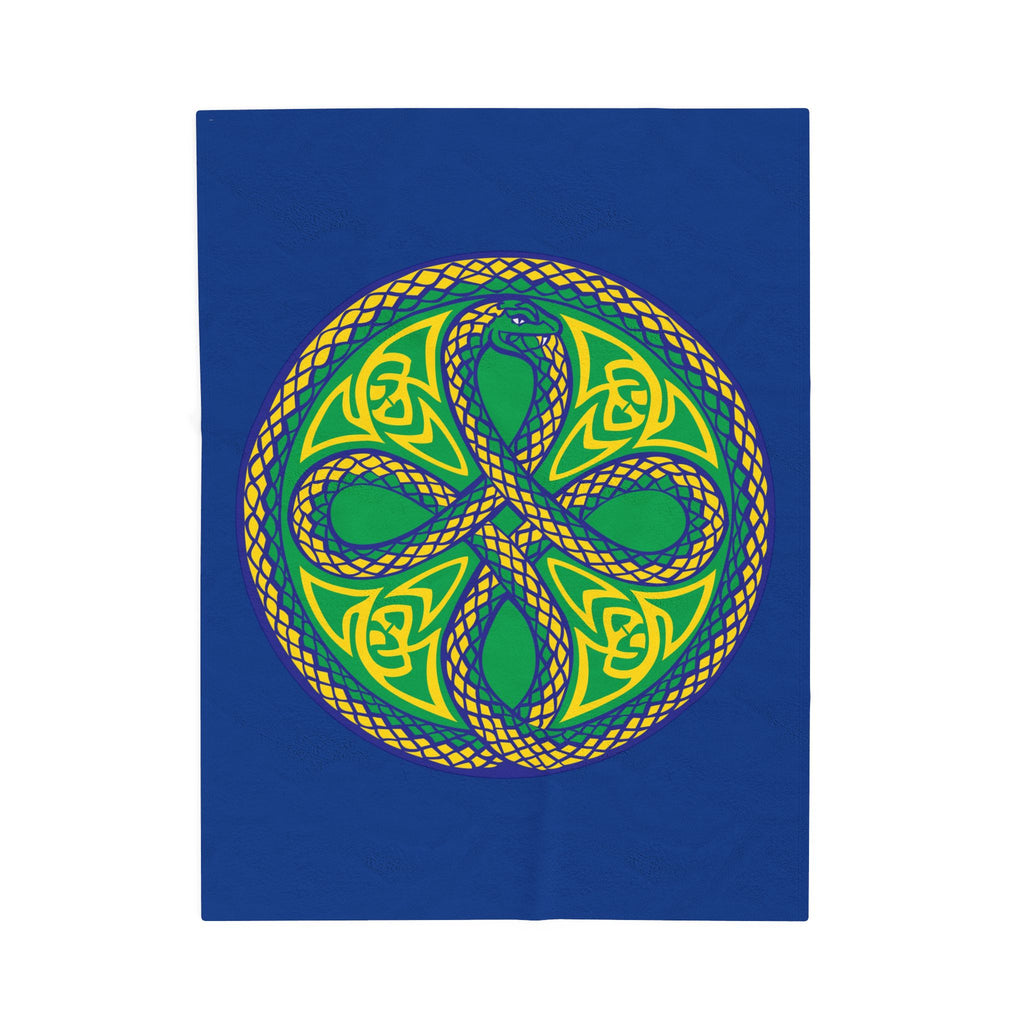 Ouroboros Green/Blue Mandala Velveteen Blanket
