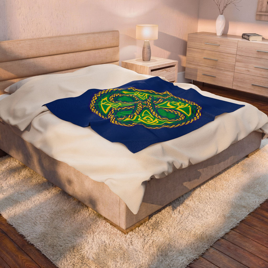 Ouroboros Green/Blue Mandala Velveteen Blanket