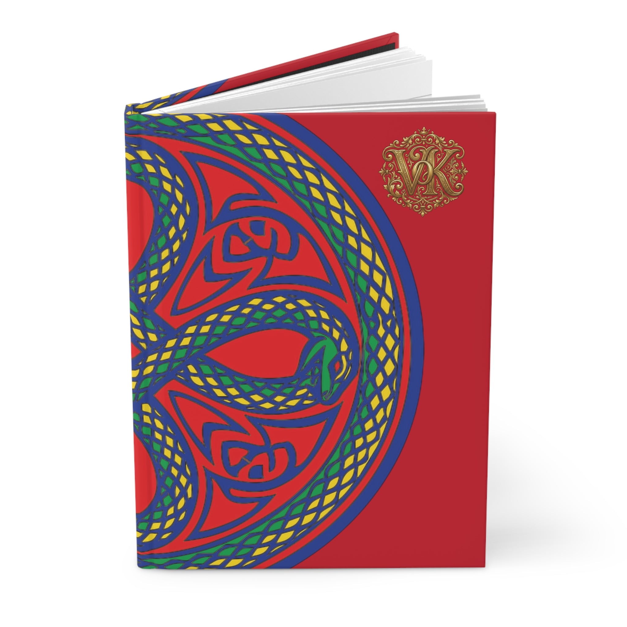 VoK Celtic Serpent Hardcover Journal — Red Knotwork Notebook