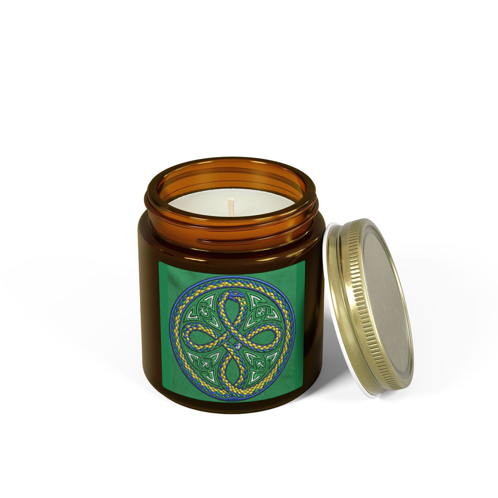 Candela Profumata al Cocco e Albicocca — Nodo Celtico Verde 4oz/9oz