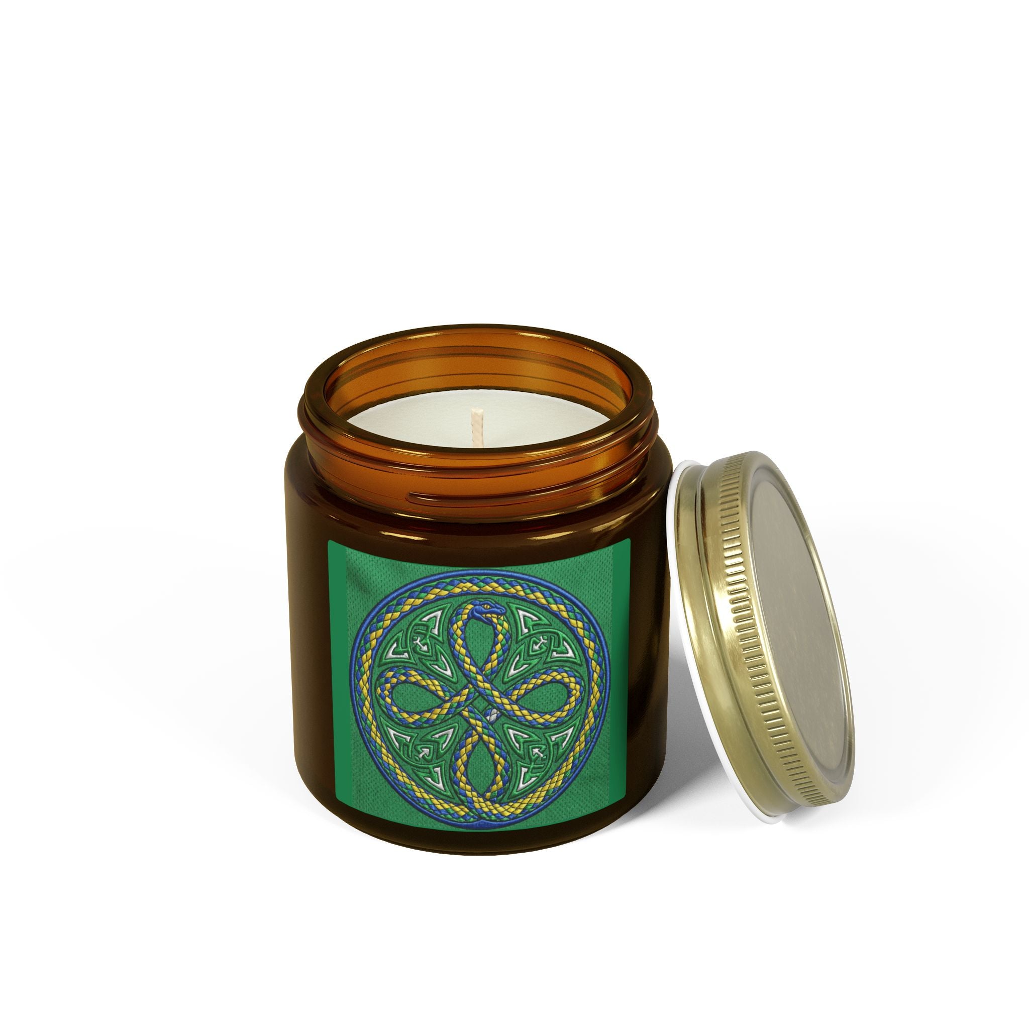 Candela Profumata al Cocco e Albicocca — Nodo Celtico Verde 4oz/9oz