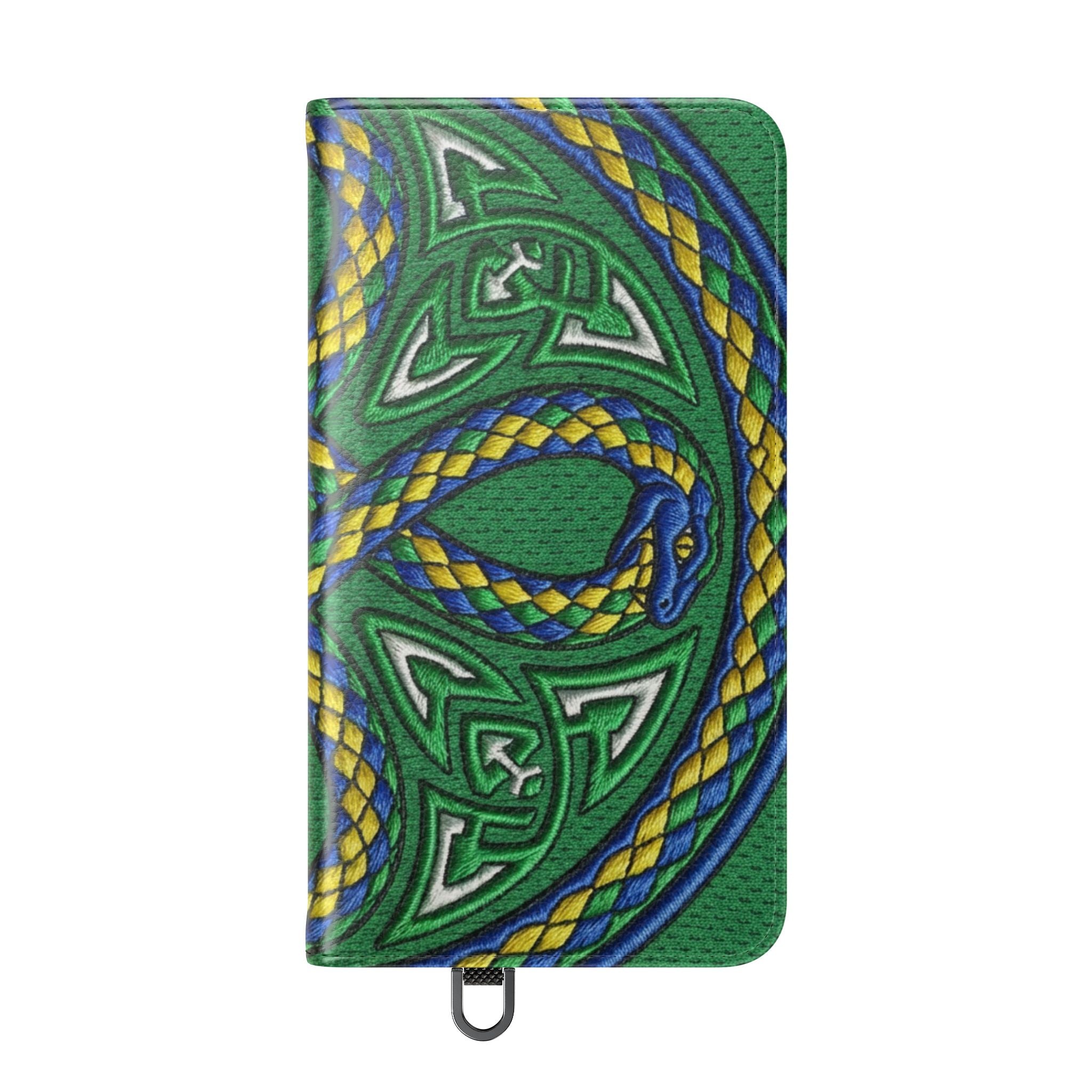 Ouroboros Green Flip Phone Case - Green & Gold Celtic Wallet Cover
