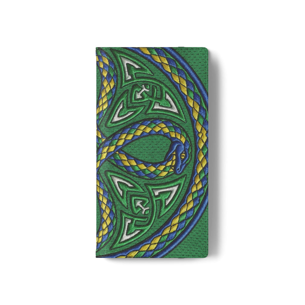 Ouroboros Green Flip Phone Case - Green & Gold Celtic Wallet Cover