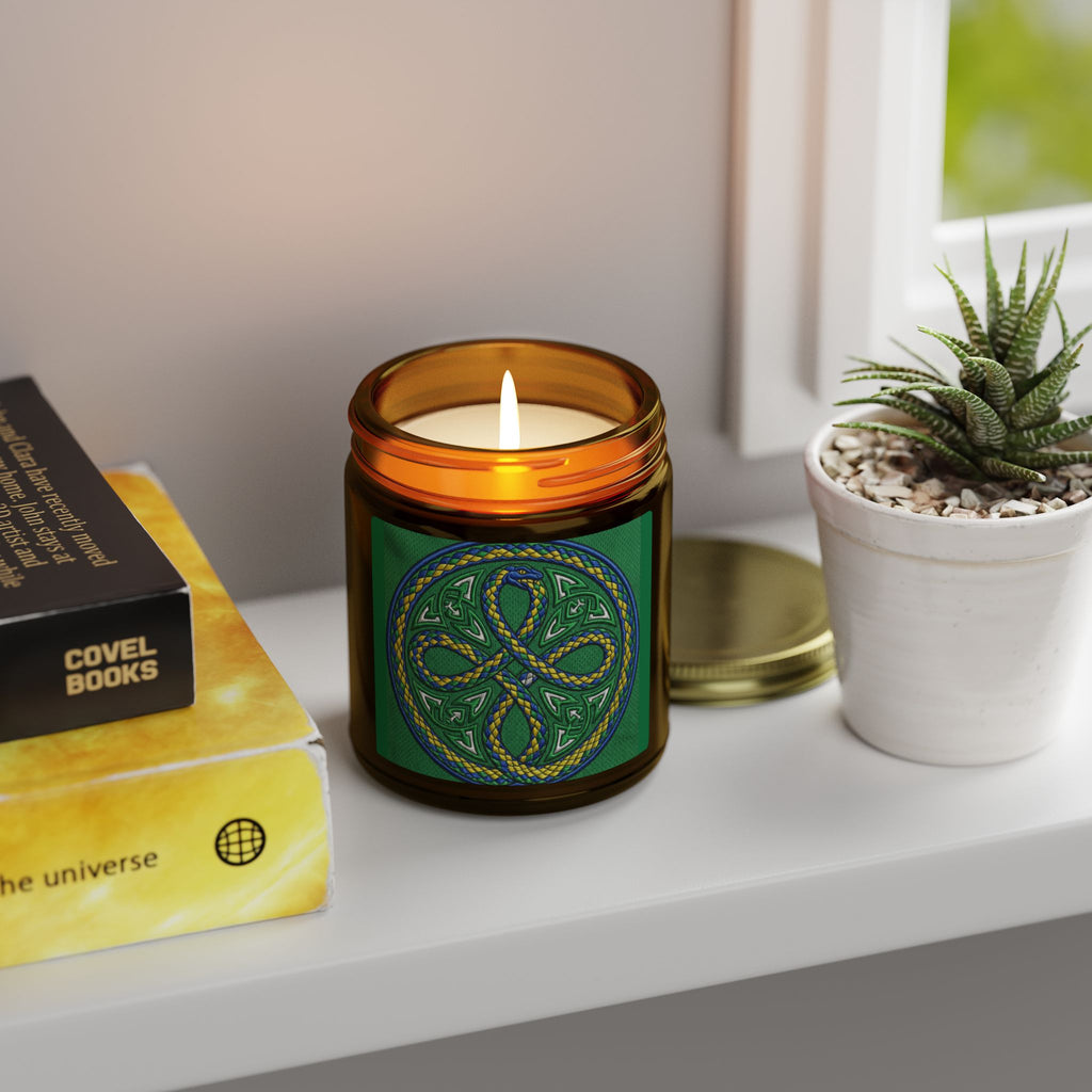 Candela Profumata al Cocco e Albicocca — Nodo Celtico Verde 4oz/9oz