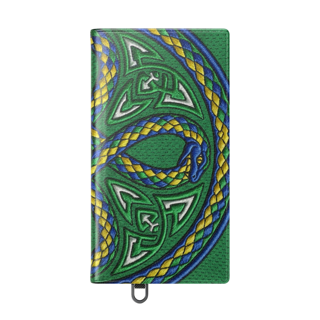 Ouroboros Green Flip Phone Case - Green & Gold Celtic Wallet Cover