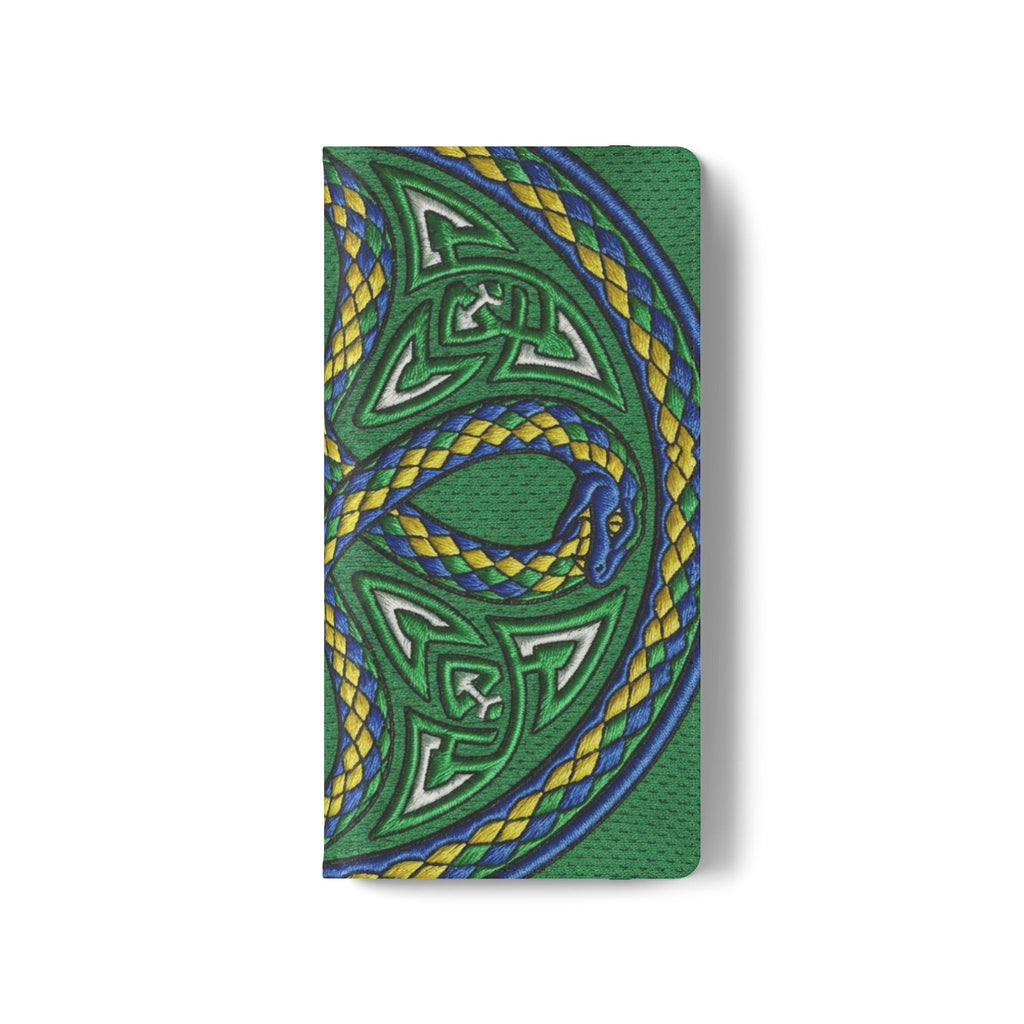 Ouroboros Green Flip Phone Case - Green & Gold Celtic Wallet Cover