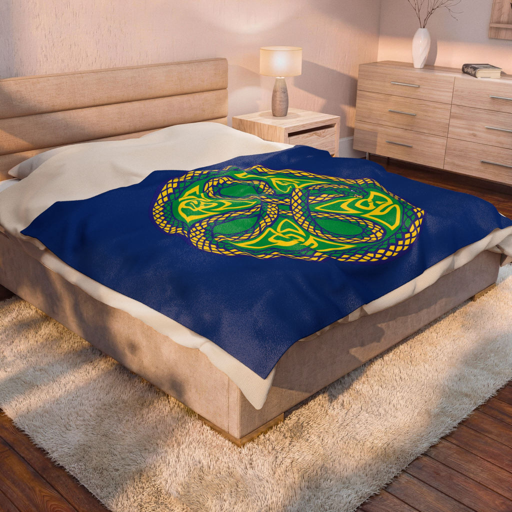 Ouroboros Green/Blue Mandala Velveteen Blanket