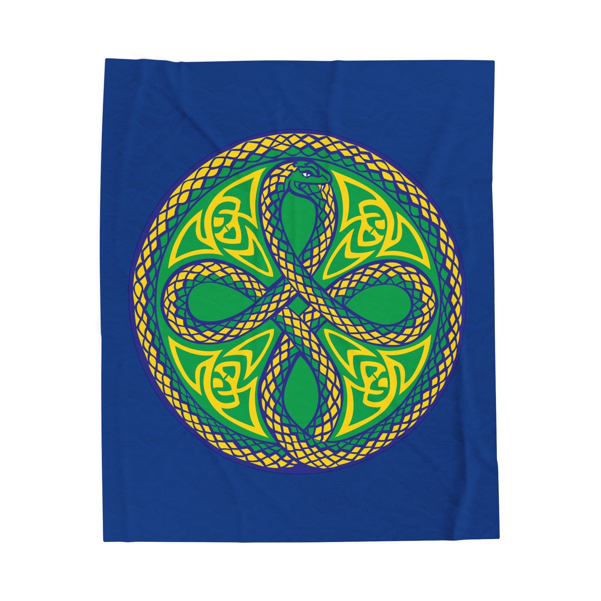 Ouroboros Green/Blue Mandala Velveteen Blanket
