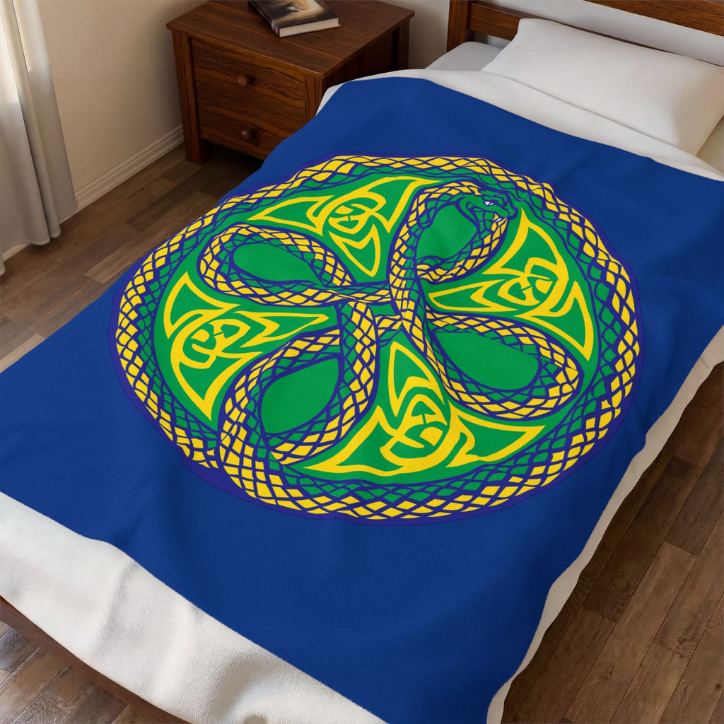 Ouroboros Green/Blue Mandala Velveteen Blanket