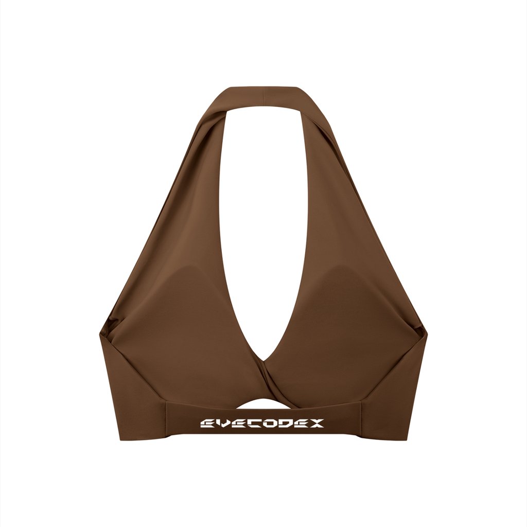 EveCodex Women's Pleated Halter Sports Bra