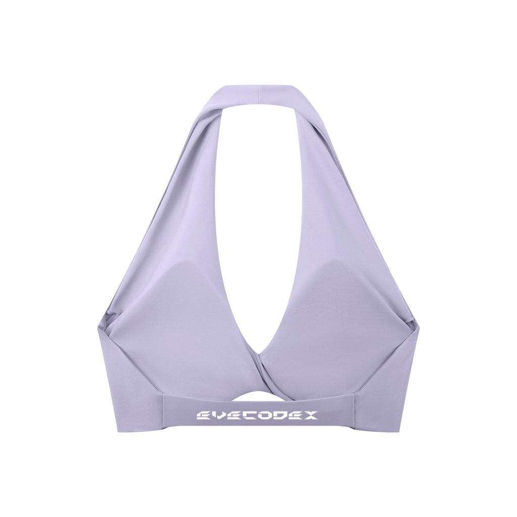 EveCodex Women's Pleated Halter Sports Bra