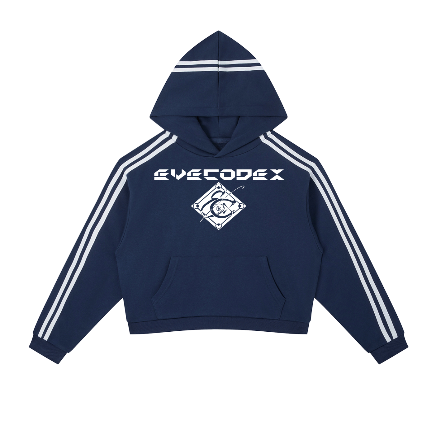 EveCodex Logos Contrast Side Stripe Cropped Hoodie