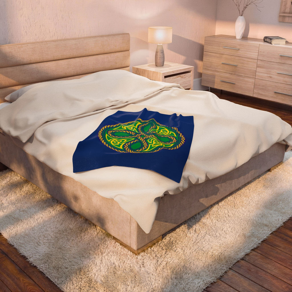 Ouroboros Green/Blue Mandala Velveteen Blanket