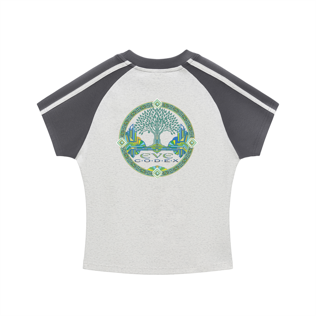 EveCodex Deco Contrast Stripes Bodycon Raglan  Sleeve T-Shirt