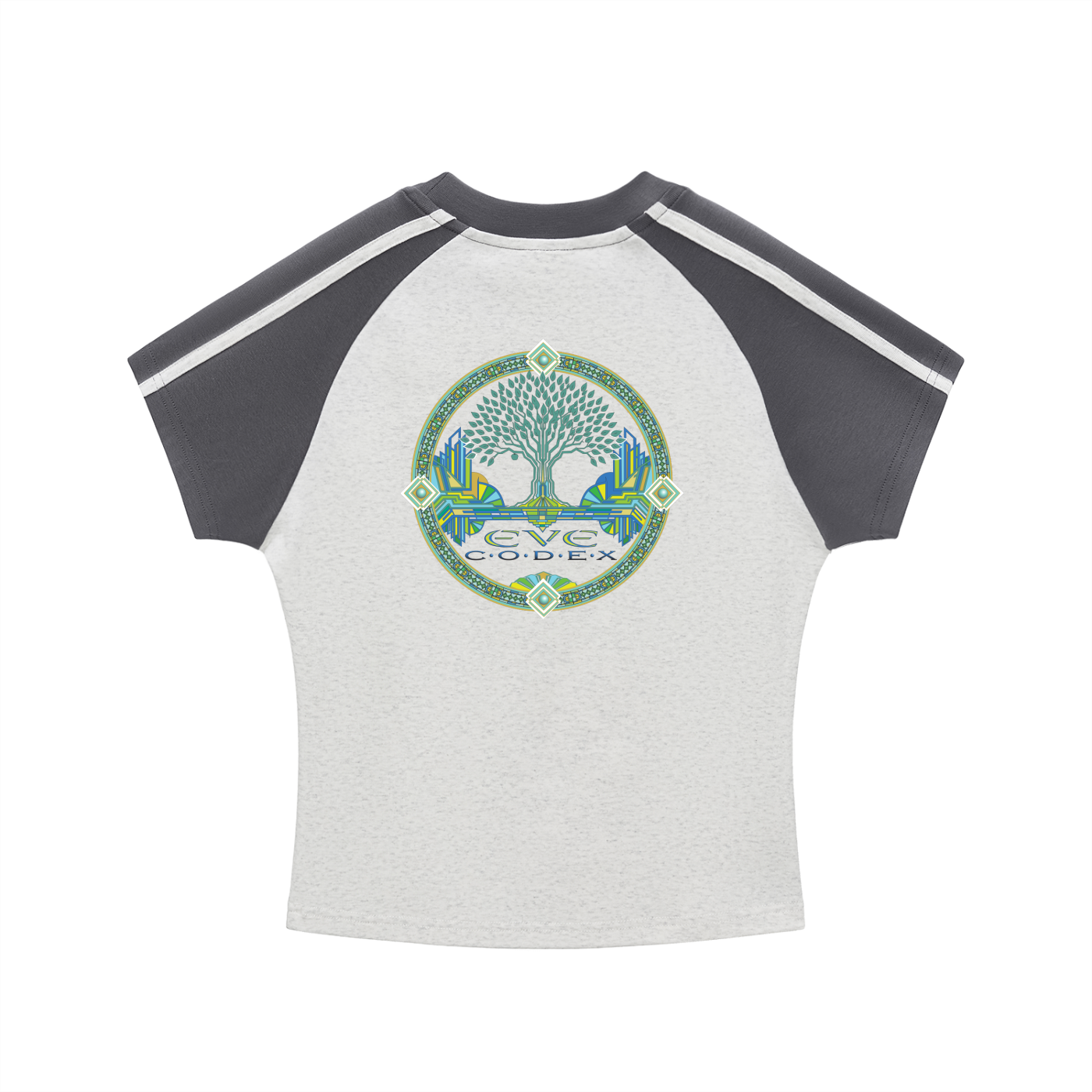 EveCodex Deco Contrast Stripes Bodycon Raglan  Sleeve T-Shirt
