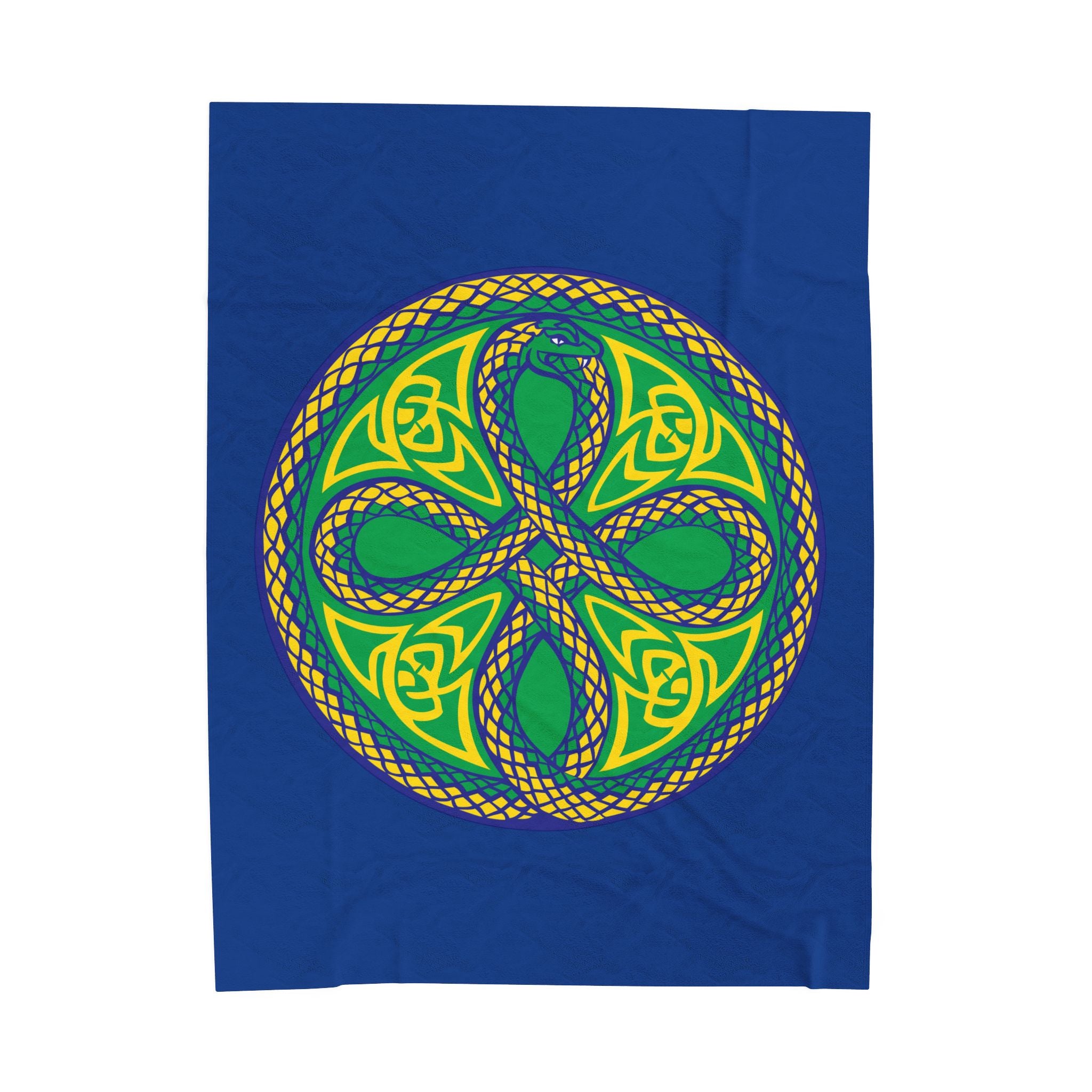 Ouroboros Green/Blue Mandala Velveteen Blanket