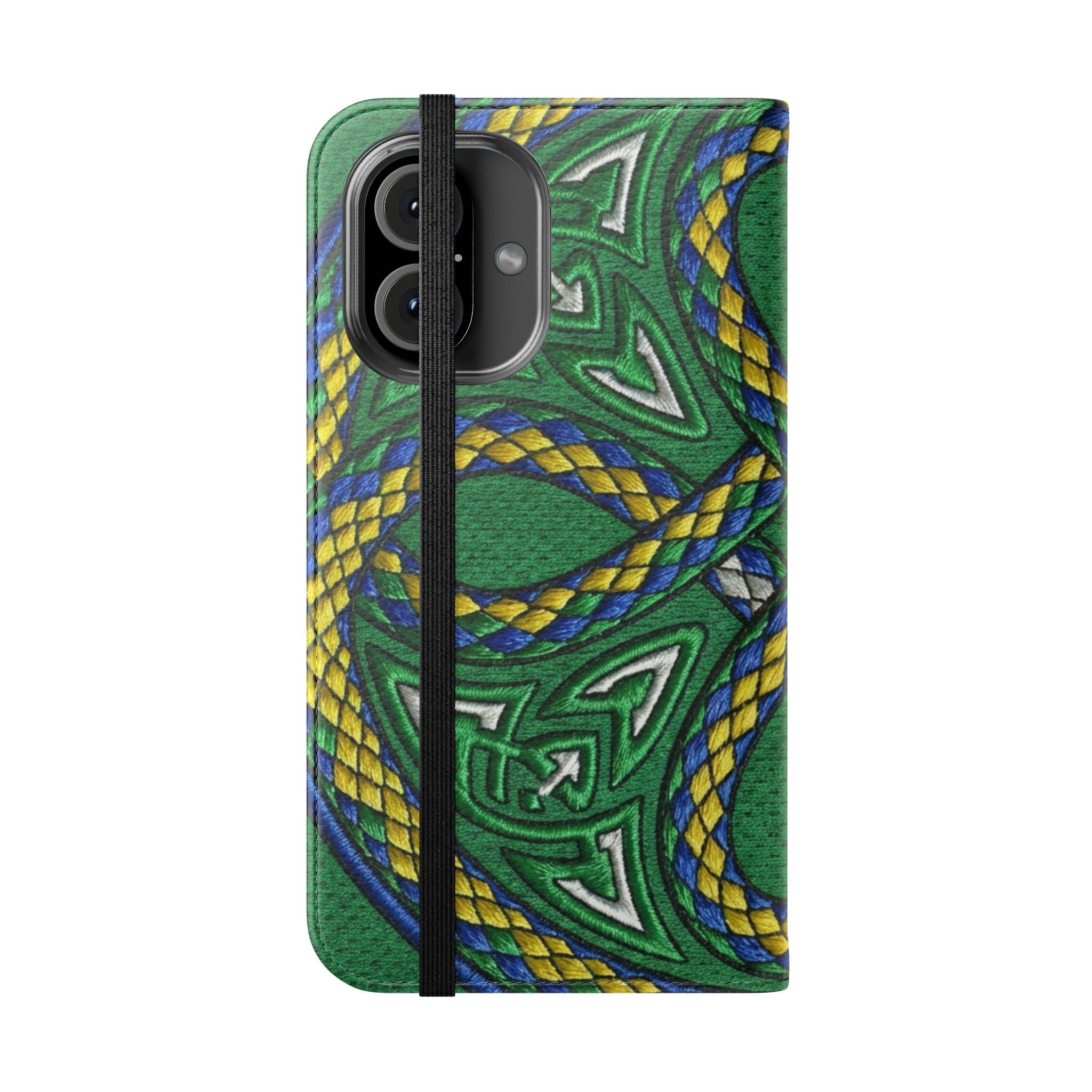 Ouroboros Green Flip Phone Case - Green & Gold Celtic Wallet Cover