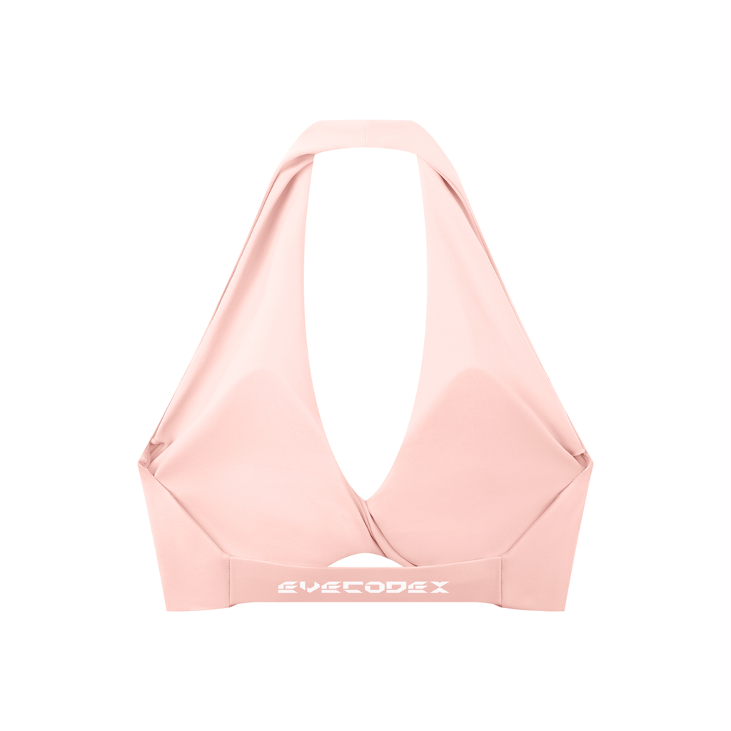 EveCodex Women's Pleated Halter Sports Bra