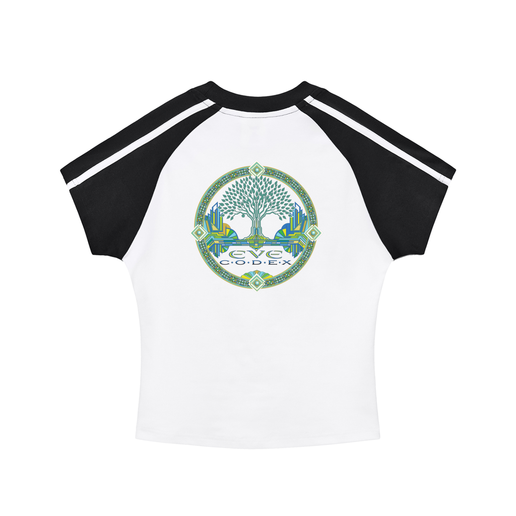 EveCodex Deco Contrast Stripes Bodycon Raglan  Sleeve T-Shirt