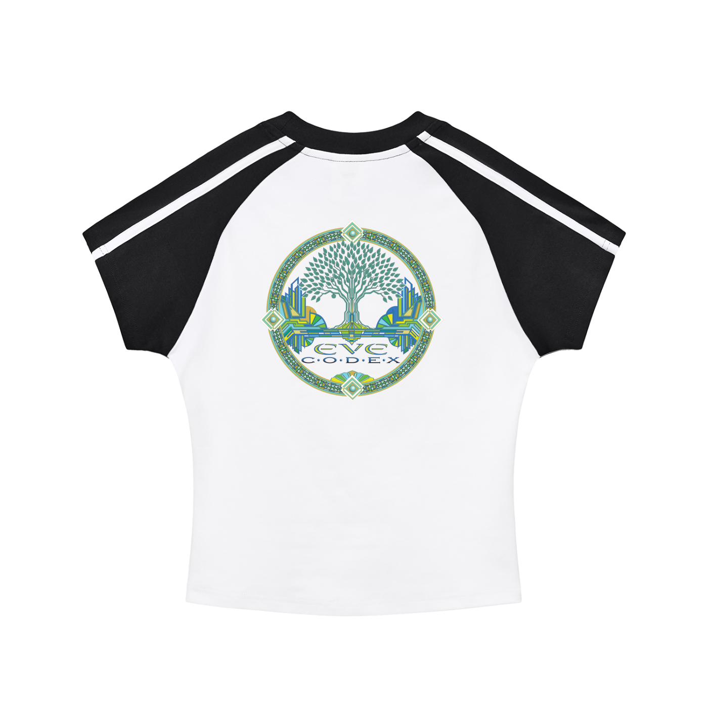 EveCodex Deco Contrast Stripes Bodycon Raglan  Sleeve T-Shirt