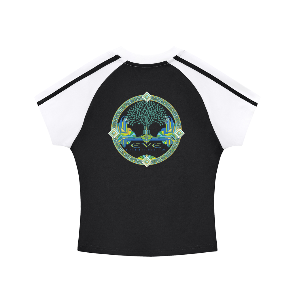 EveCodex Deco Contrast Stripes Bodycon Raglan  Sleeve T-Shirt
