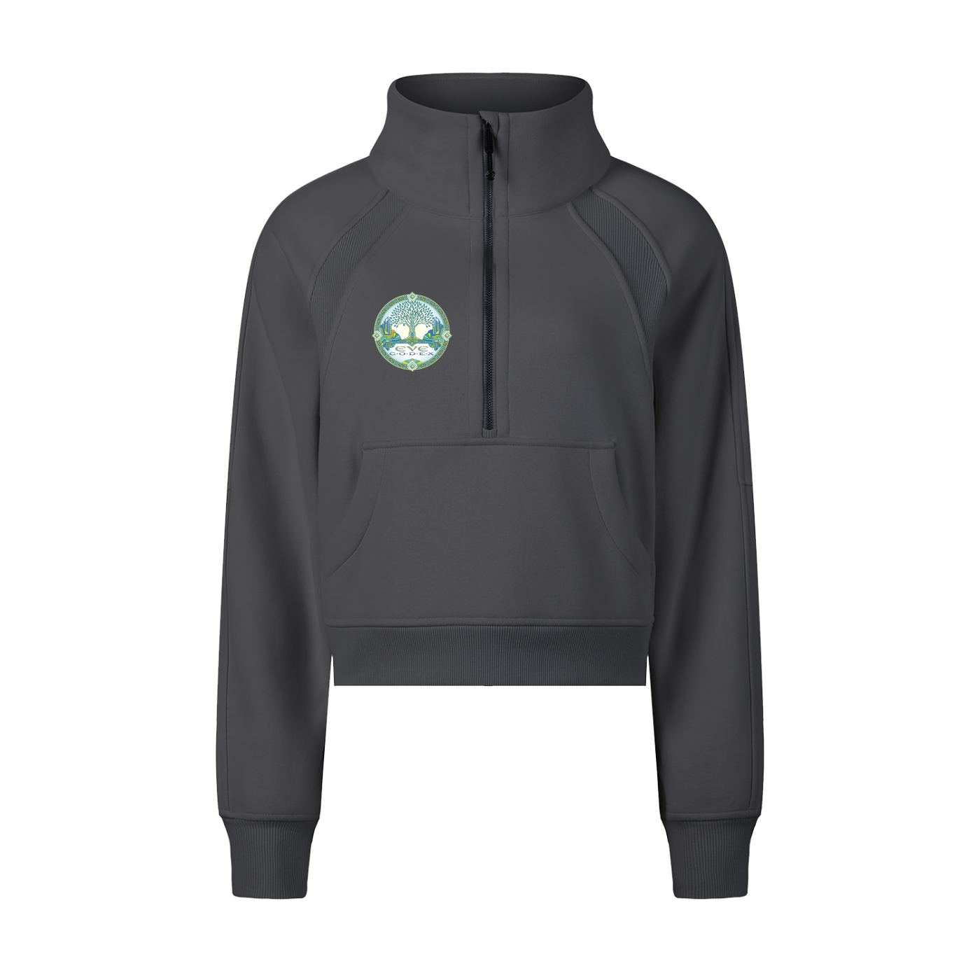 EveCodex Deco Cropped Half-Zip Sweatshirt