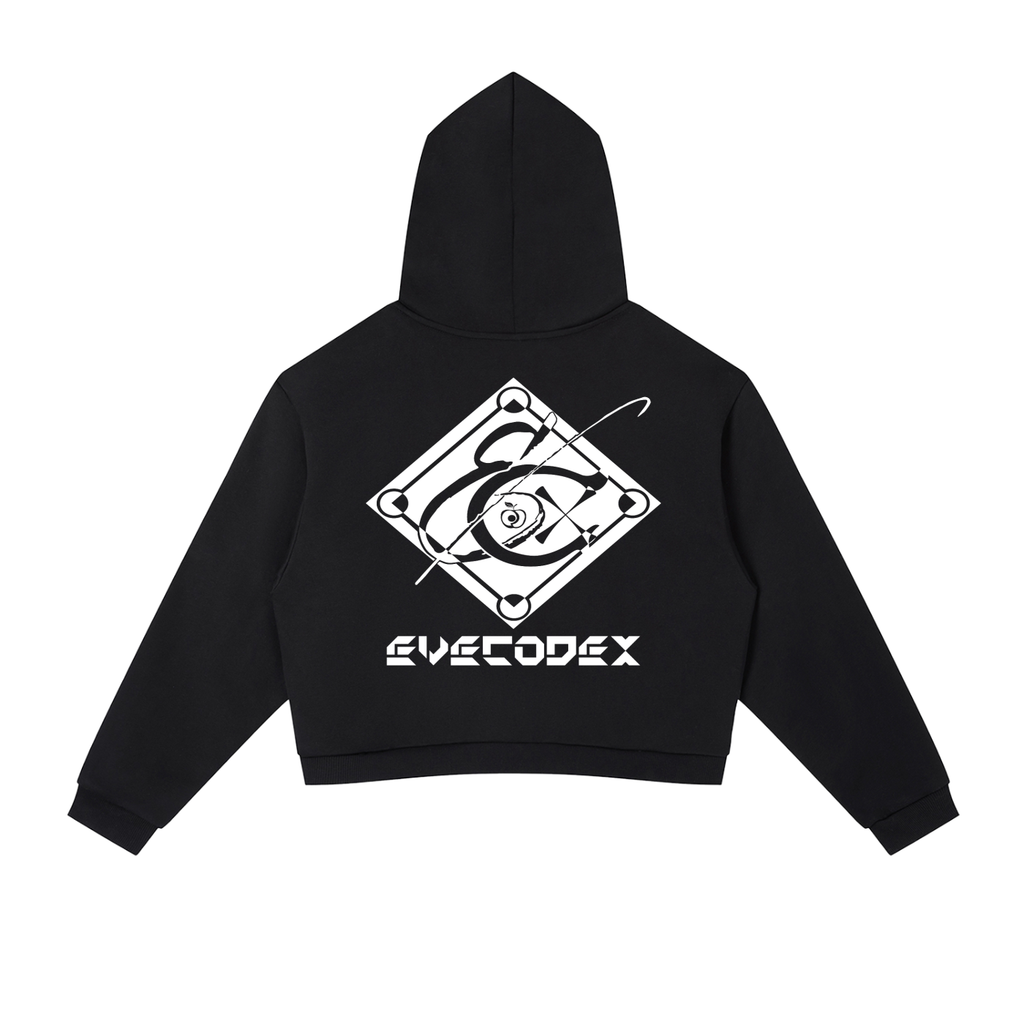 EveCodex Logos Contrast Side Stripe Cropped Hoodie